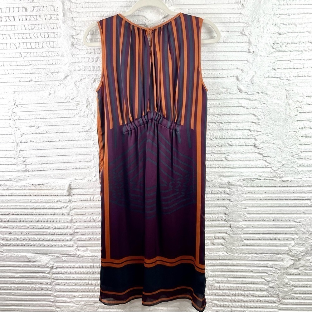 Max Studio London Sleeveless Midi Dress Silky Flowy V-Neck Multi Color Stripe S - Picture 9 of 16